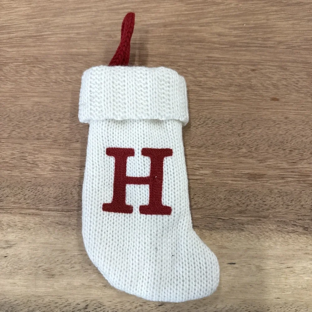 Wondershop Knit Monogram Christmas Stocking - White
